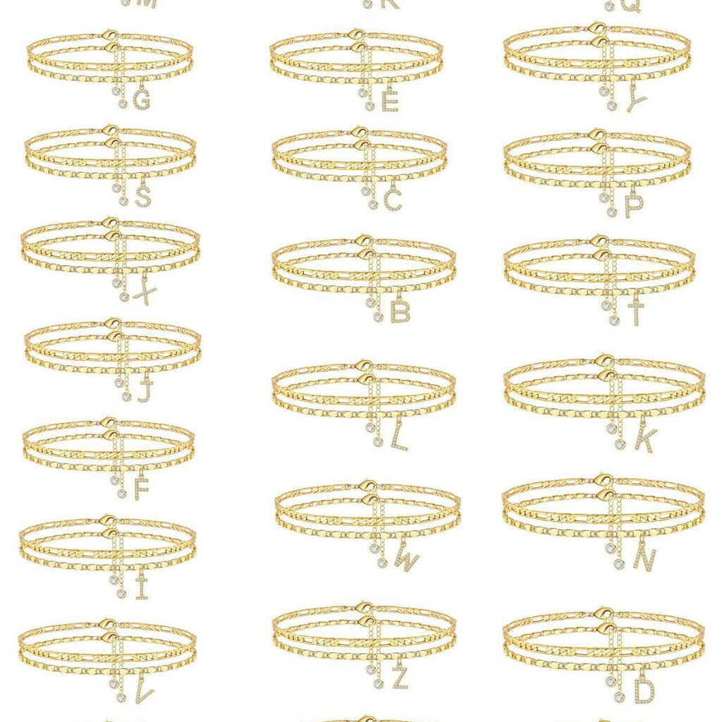 ✨ Layered Gold Ankle Bracelet for Women – Rhinestone, Adjustable, Beach Jewelry 🏖️
