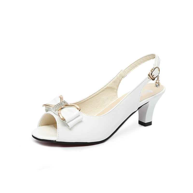 👡 FLASH SALE: ✨ Women's Elegant Peep-Toe Slingback Sandals – Mid-Heel, Bow Detail & Adjustable Strap 💃
