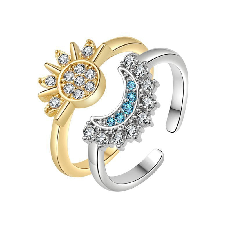 "Sun and Moon Shining Together" — New Stackable Open-Band Rings: A Unique, Diamond-Embellished Ring Set