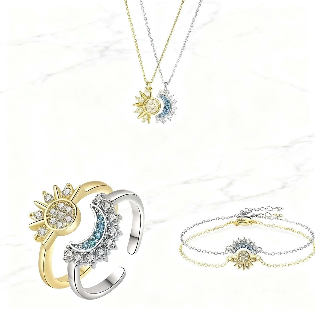 "Sun and Moon Shining Together" — New Stackable Open-Band Rings: A Unique, Diamond-Embellished Ring Set