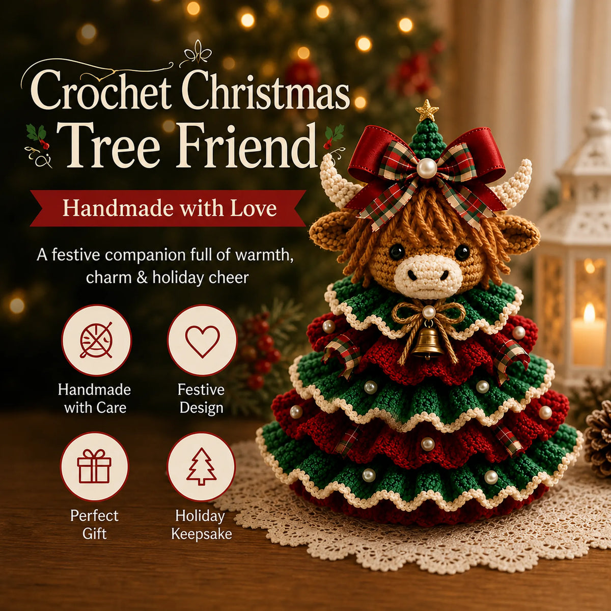 🔥🎄Crochet Animal Christmas Tree DIY Kit – Stitch a Little Christmas Magic(Material kit (not finished product)