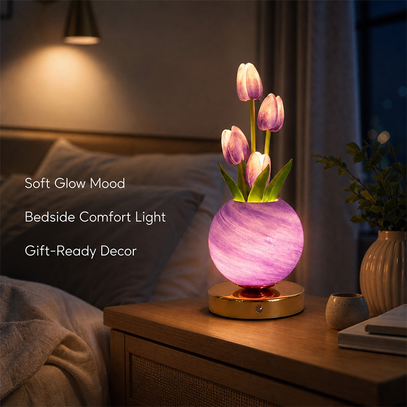 Dreamy Tulip Orchid Night Light Romantic Bedside Lamp
