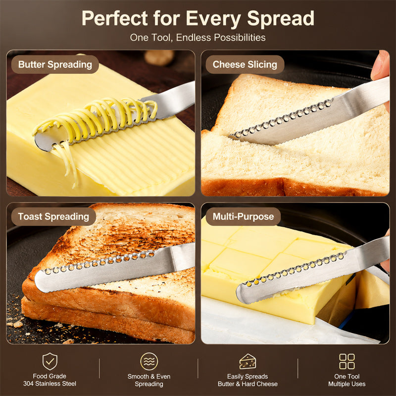 🧈🍽️Multi-Function Butter & Cheese Spreader — Curl Edge, Serrated Side & 3 Finishes