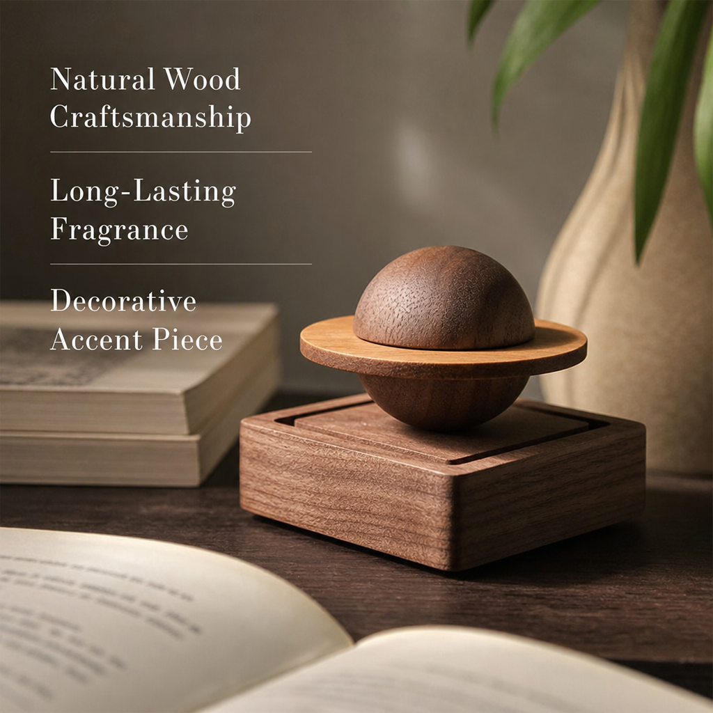 Handcrafted Wooden Planet Aroma Diffuser - Black Walnut & Sapele Essential Oil Diffuser for Home & Car