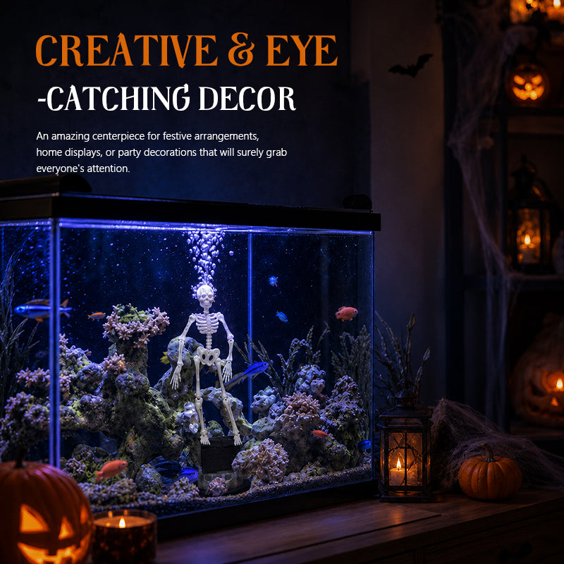 💀 Halloween Dynamic Skeleton Fish Tank Ornament: Air-Driven Aquarium Decor!🐠