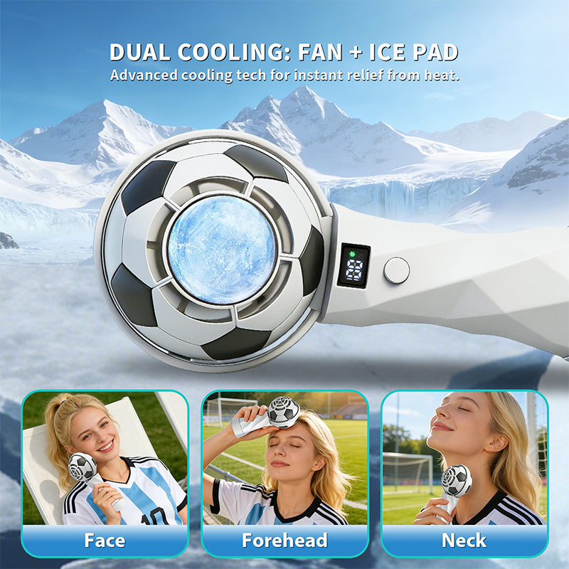 2026 Soccer Handheld Cooling Fan – Portable Turbo Rechargeable Mini Fan
