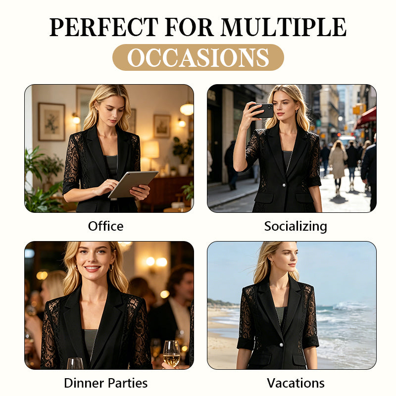 Elegant Lace Patchwork Blazer for Women