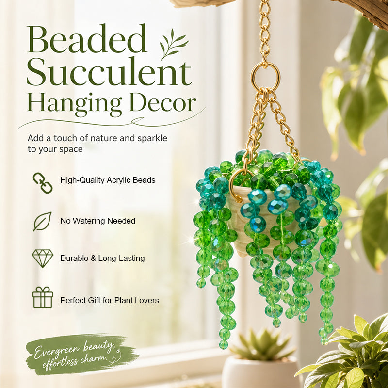 Sun-Kissed Beaded Succulent Car Charm