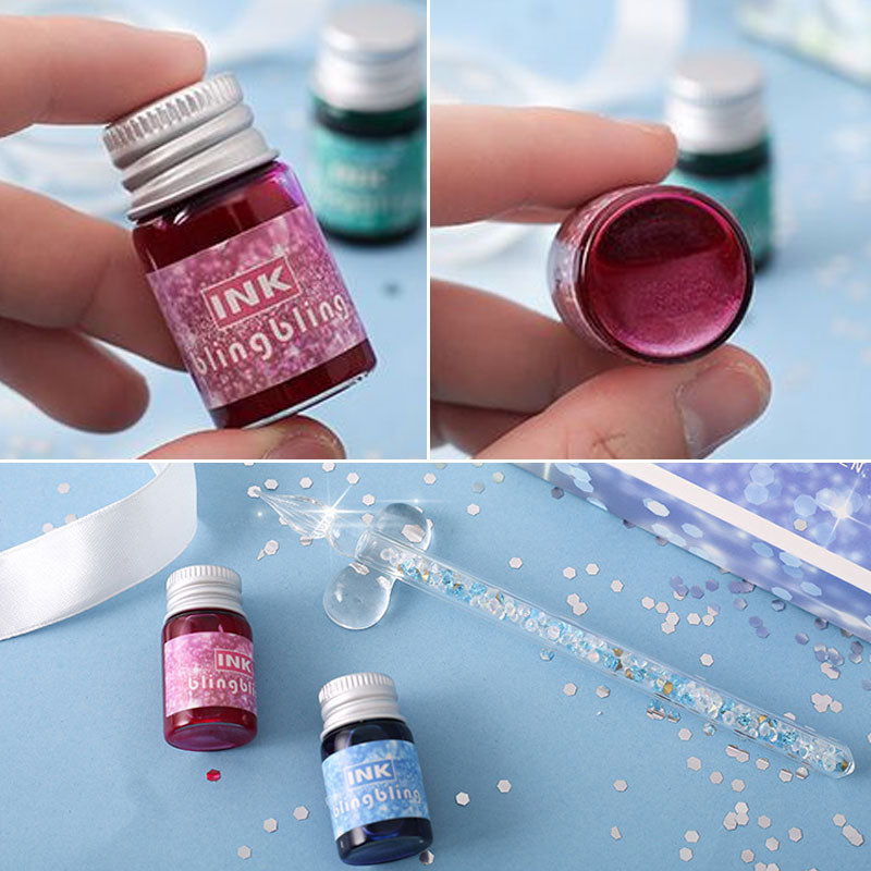 Glass pen with shimmering ink set