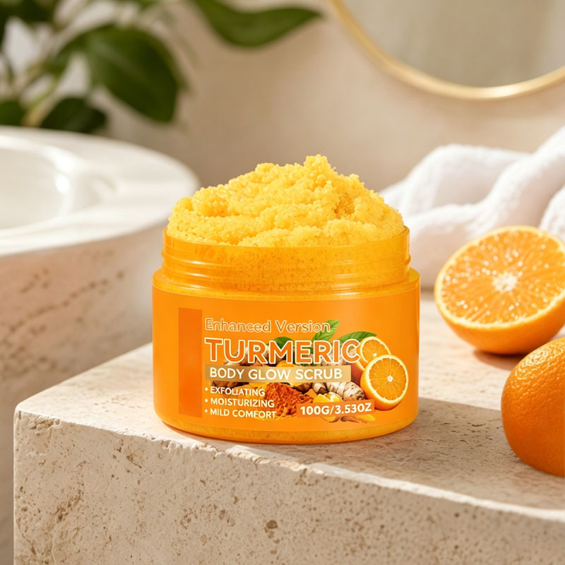 Turmeric Body Glow Scrub with Sweet Orange – Exfoliating, Hydrating & Non-Greasy for Radiant Skin