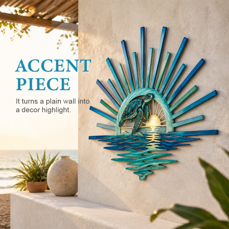 🌅 ‘Legend of the Sunset Tides’ Metal Wall Art – 🌊Vintage nautical-style metal wall art
