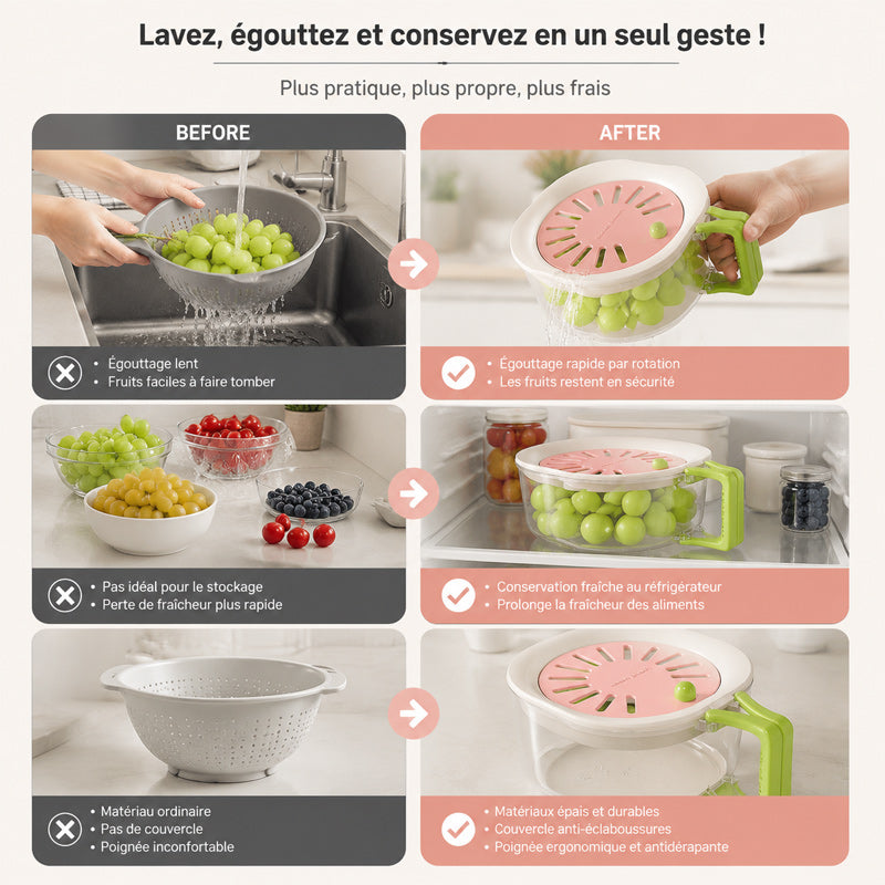 2-in-1 Multifunctional Telescopic Drainage Basket for Fruits and Vegetables