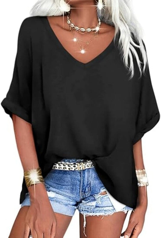 👕 LIMITED-TIME 50% OFF! ✨ Women's Casual Loose Top – V-Neck, Comfortable ✨