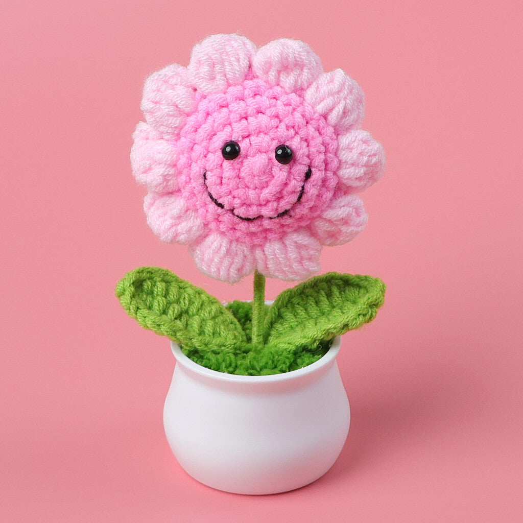 Yarn Sunflower Potted Decor – Simulated Flower Desk Ornament Gift