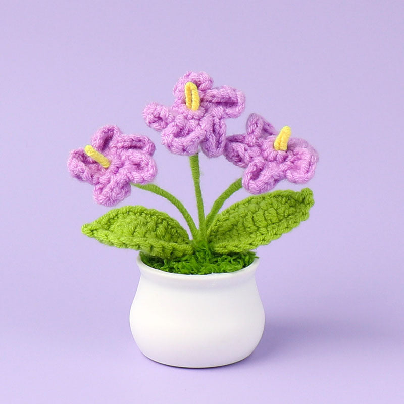 Yarn Sunflower Potted Decor – Simulated Flower Desk Ornament Gift