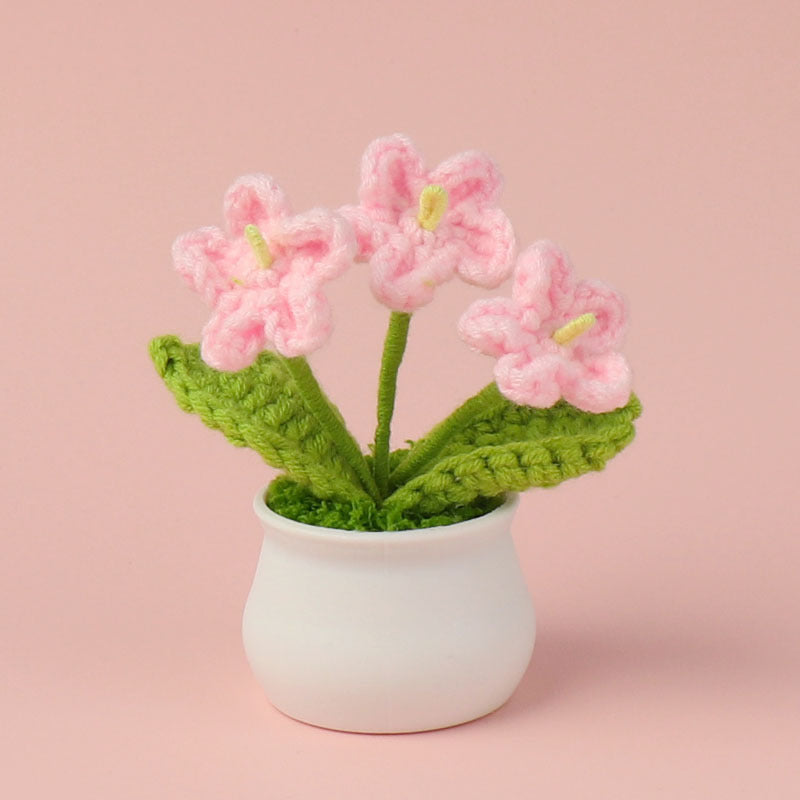 Yarn Sunflower Potted Decor – Simulated Flower Desk Ornament Gift