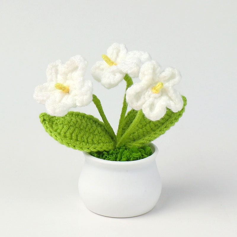 Yarn Sunflower Potted Decor – Simulated Flower Desk Ornament Gift