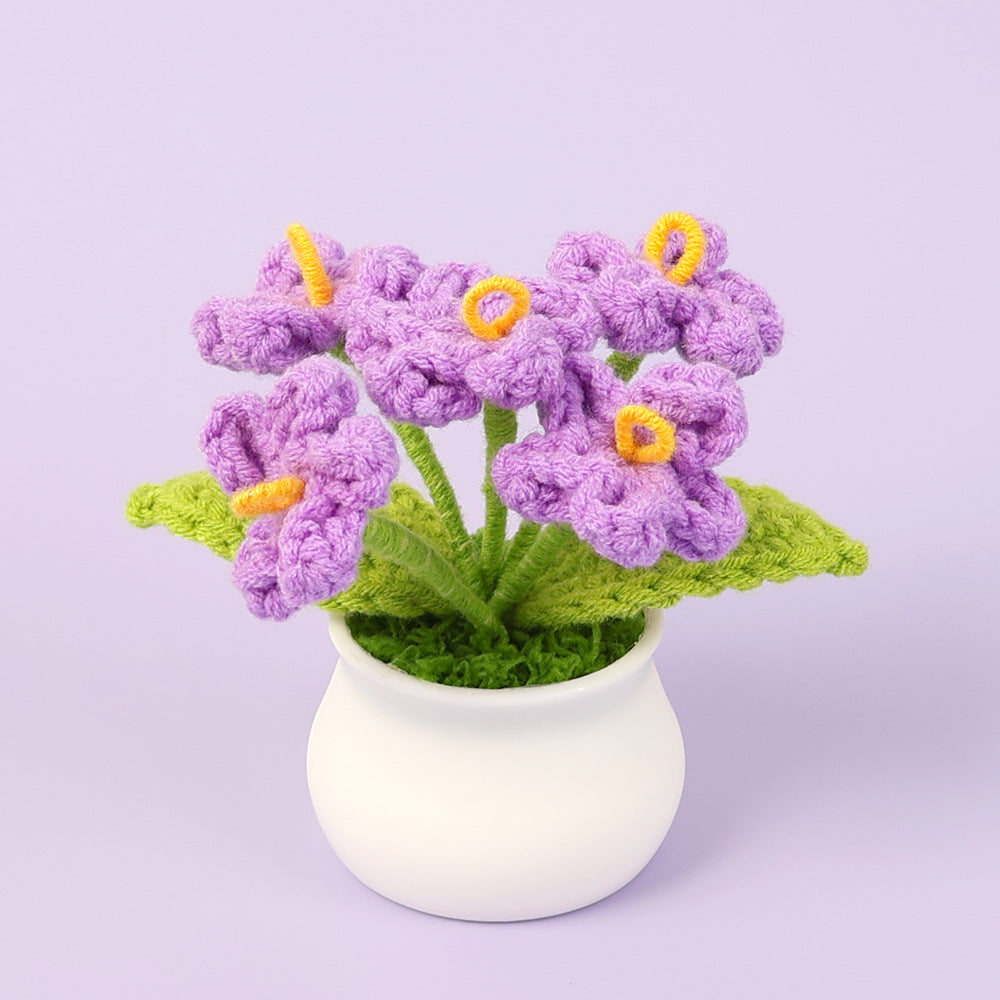 Yarn Sunflower Potted Decor – Simulated Flower Desk Ornament Gift