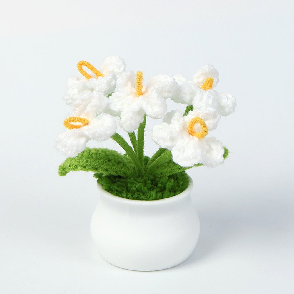 Yarn Sunflower Potted Decor – Simulated Flower Desk Ornament Gift