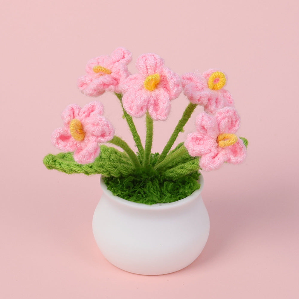 Yarn Sunflower Potted Decor – Simulated Flower Desk Ornament Gift
