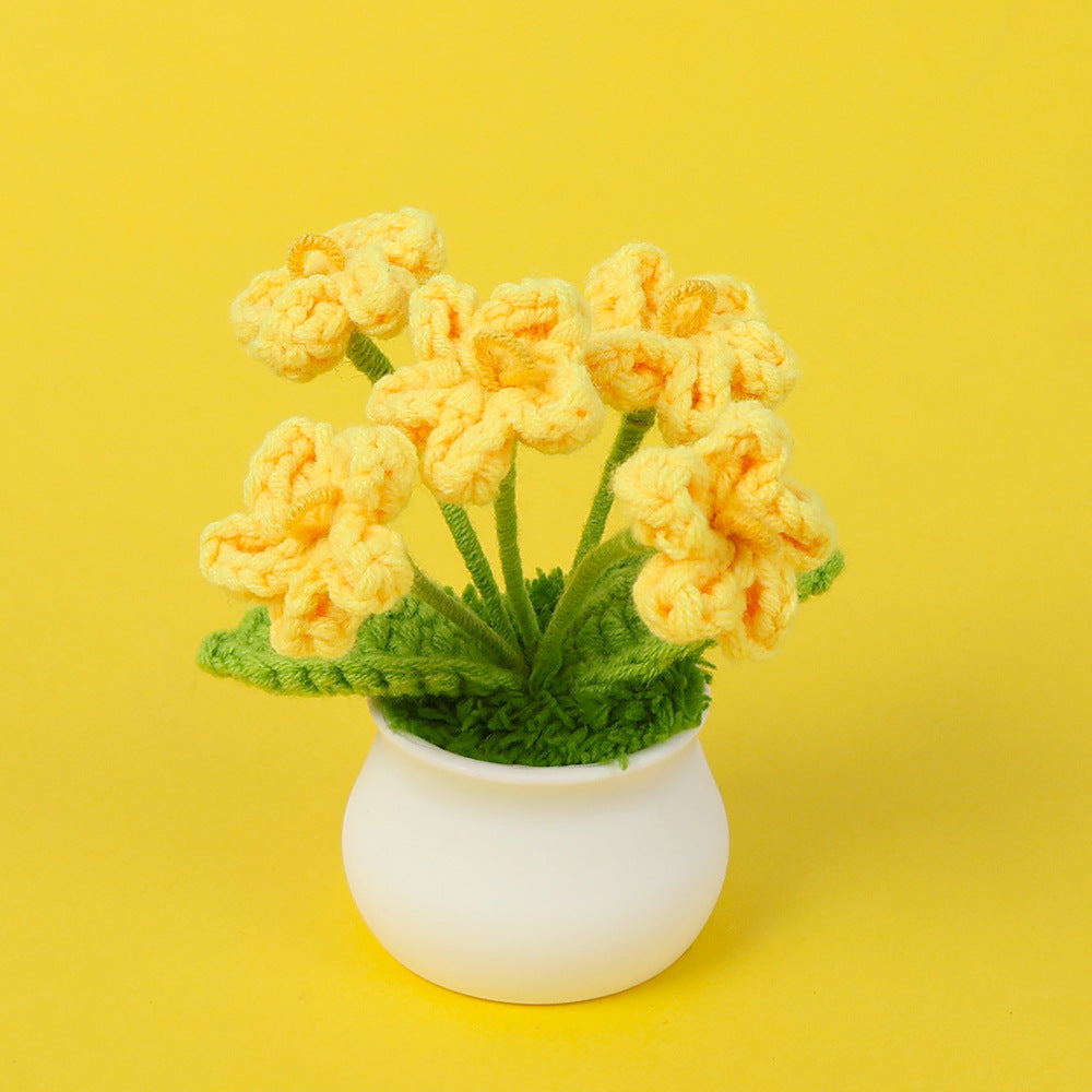 Yarn Sunflower Potted Decor – Simulated Flower Desk Ornament Gift