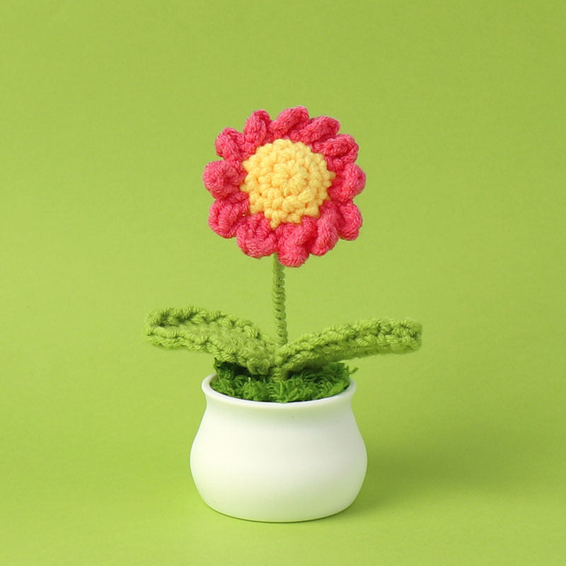 Yarn Sunflower Potted Decor – Simulated Flower Desk Ornament Gift