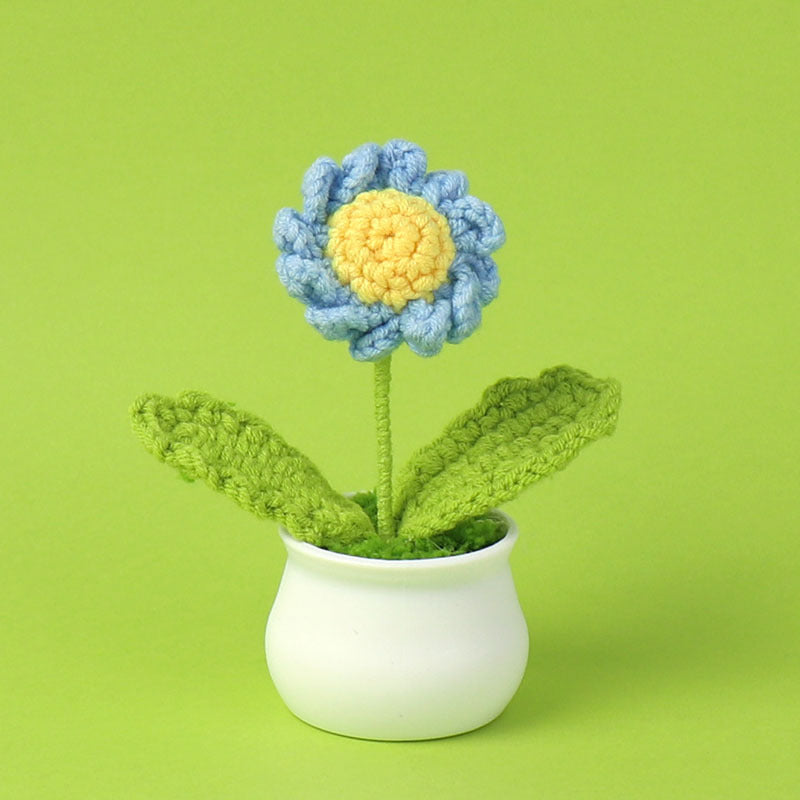 Yarn Sunflower Potted Decor – Simulated Flower Desk Ornament Gift