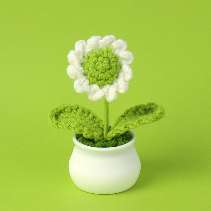 Yarn Sunflower Potted Decor – Simulated Flower Desk Ornament Gift