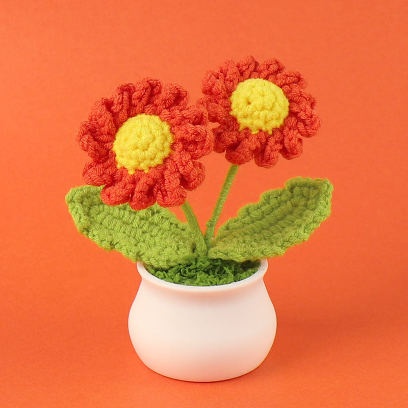 Yarn Sunflower Potted Decor – Simulated Flower Desk Ornament Gift