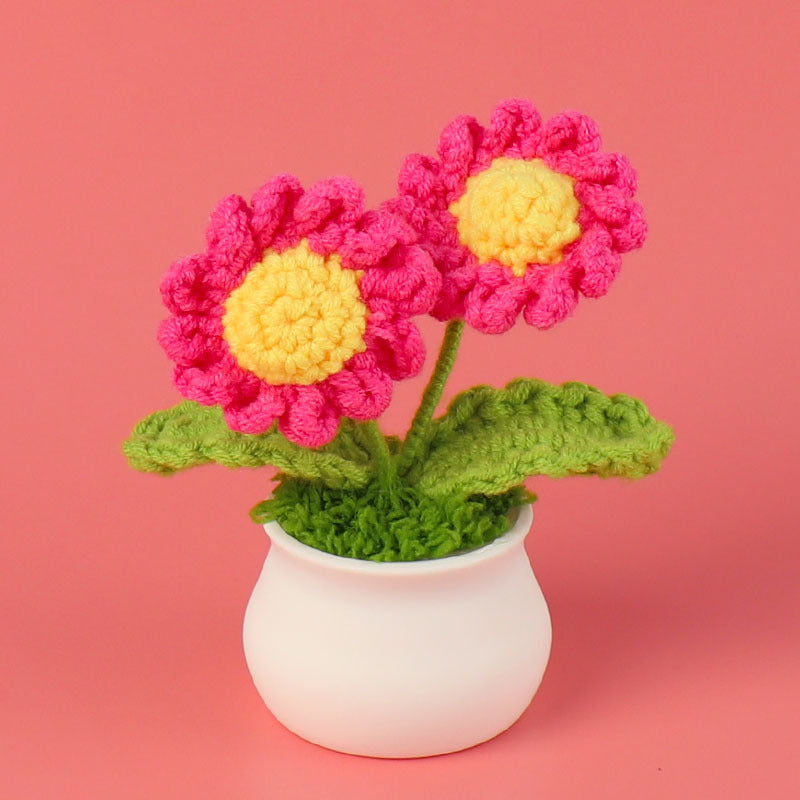 Yarn Sunflower Potted Decor – Simulated Flower Desk Ornament Gift