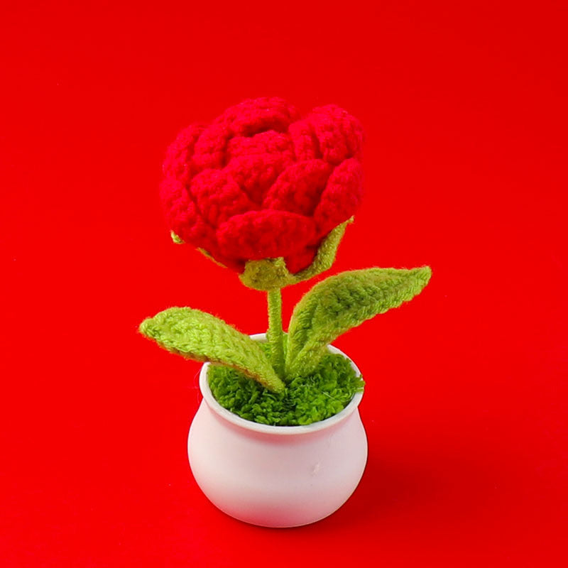 Yarn Sunflower Potted Decor – Simulated Flower Desk Ornament Gift