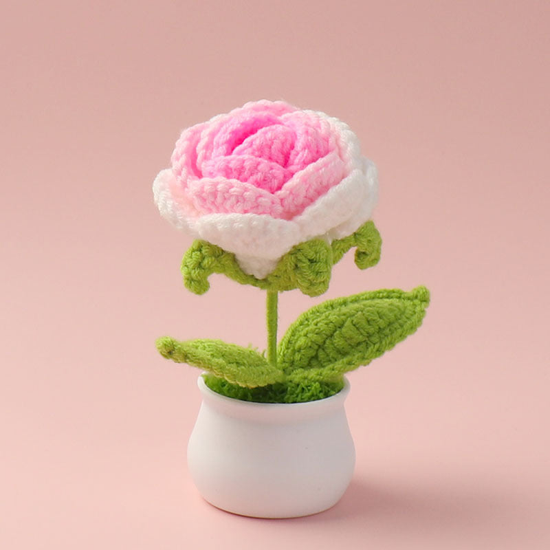 Yarn Sunflower Potted Decor – Simulated Flower Desk Ornament Gift