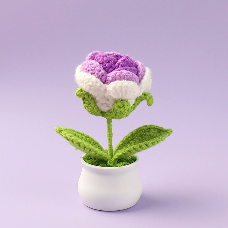 Yarn Sunflower Potted Decor – Simulated Flower Desk Ornament Gift
