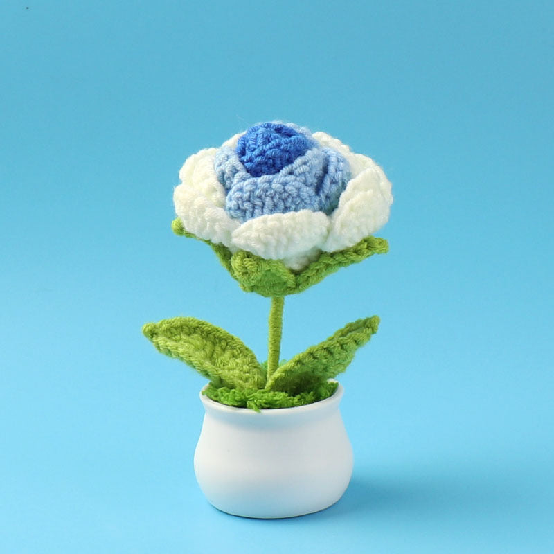 Yarn Sunflower Potted Decor – Simulated Flower Desk Ornament Gift