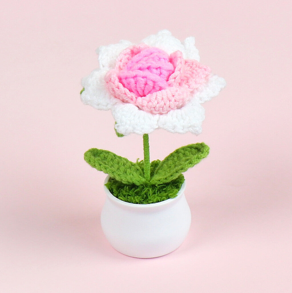 Yarn Sunflower Potted Decor – Simulated Flower Desk Ornament Gift