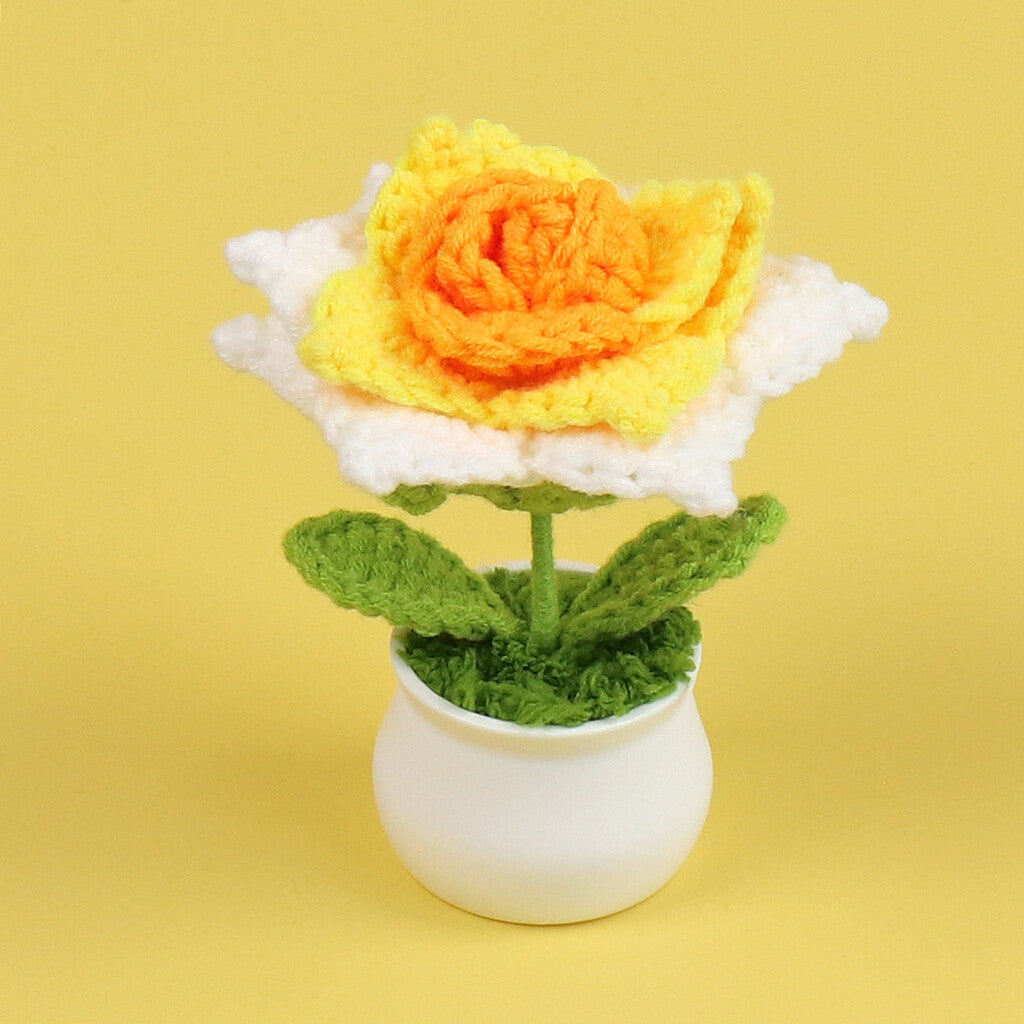 Yarn Sunflower Potted Decor – Simulated Flower Desk Ornament Gift