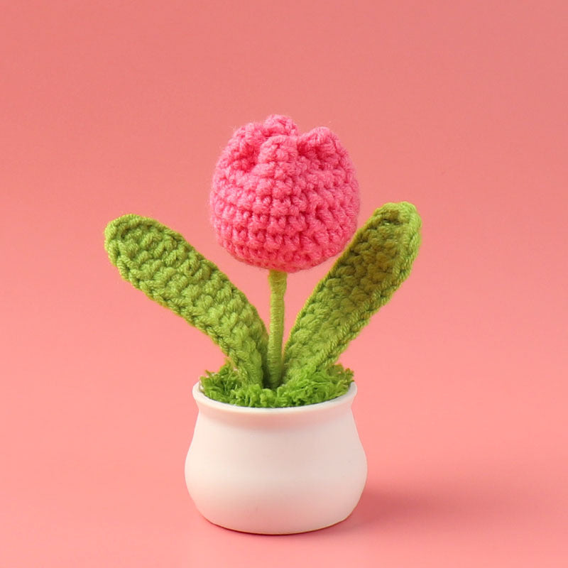 Yarn Sunflower Potted Decor – Simulated Flower Desk Ornament Gift
