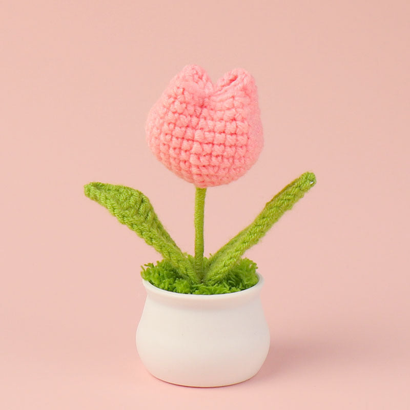 Yarn Sunflower Potted Decor – Simulated Flower Desk Ornament Gift