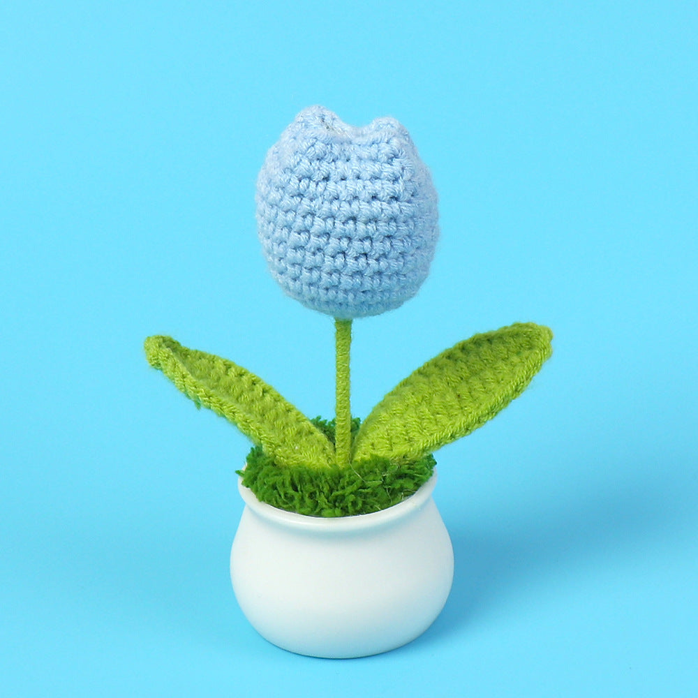 Yarn Sunflower Potted Decor – Simulated Flower Desk Ornament Gift