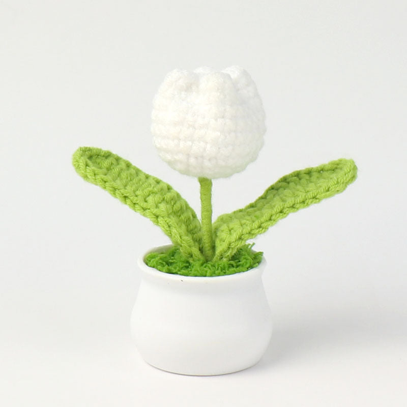Yarn Sunflower Potted Decor – Simulated Flower Desk Ornament Gift