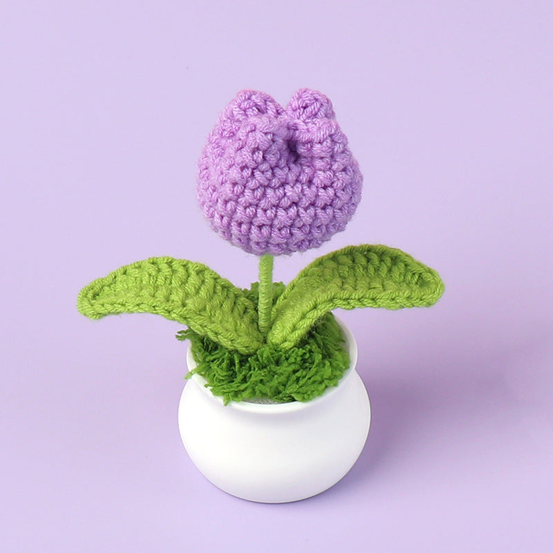 Yarn Sunflower Potted Decor – Simulated Flower Desk Ornament Gift