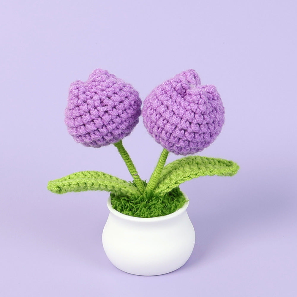 Yarn Sunflower Potted Decor – Simulated Flower Desk Ornament Gift