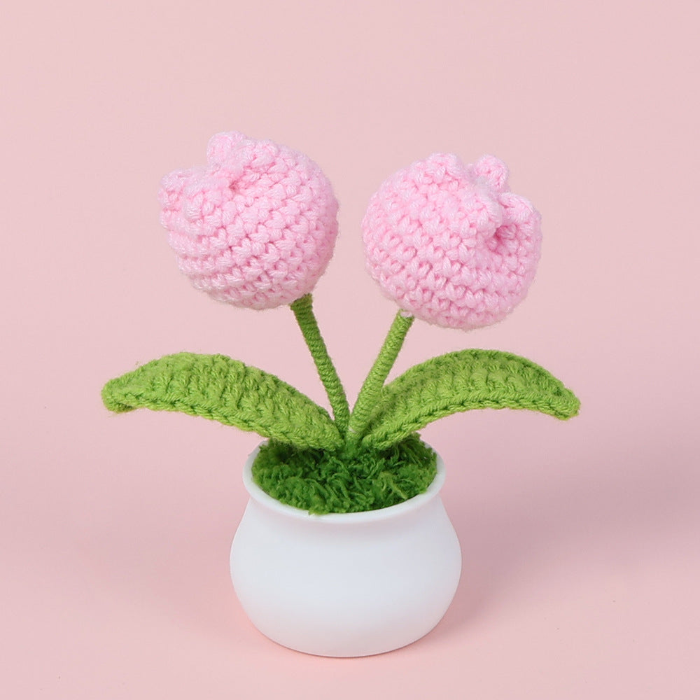 Yarn Sunflower Potted Decor – Simulated Flower Desk Ornament Gift
