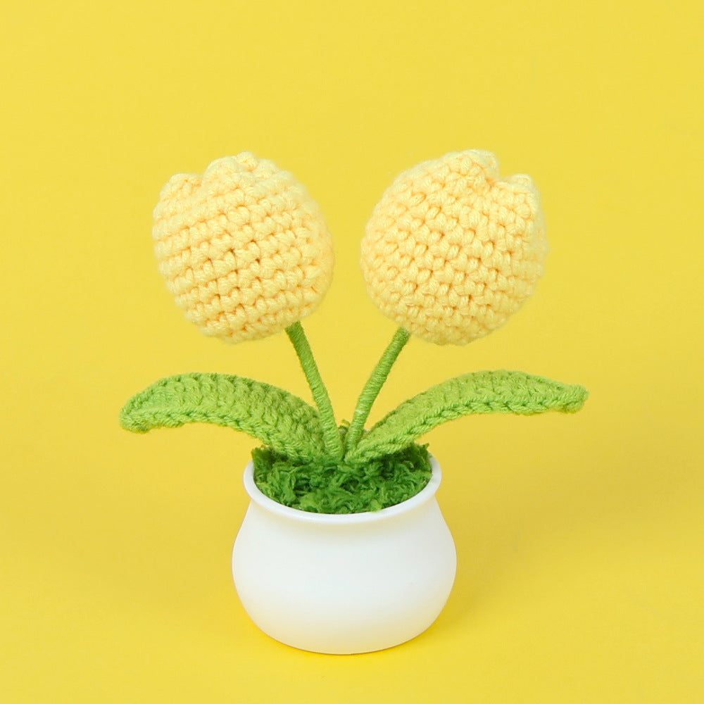Yarn Sunflower Potted Decor – Simulated Flower Desk Ornament Gift