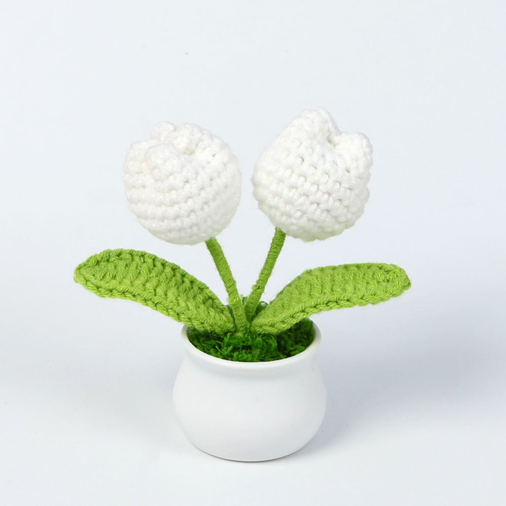 Yarn Sunflower Potted Decor – Simulated Flower Desk Ornament Gift