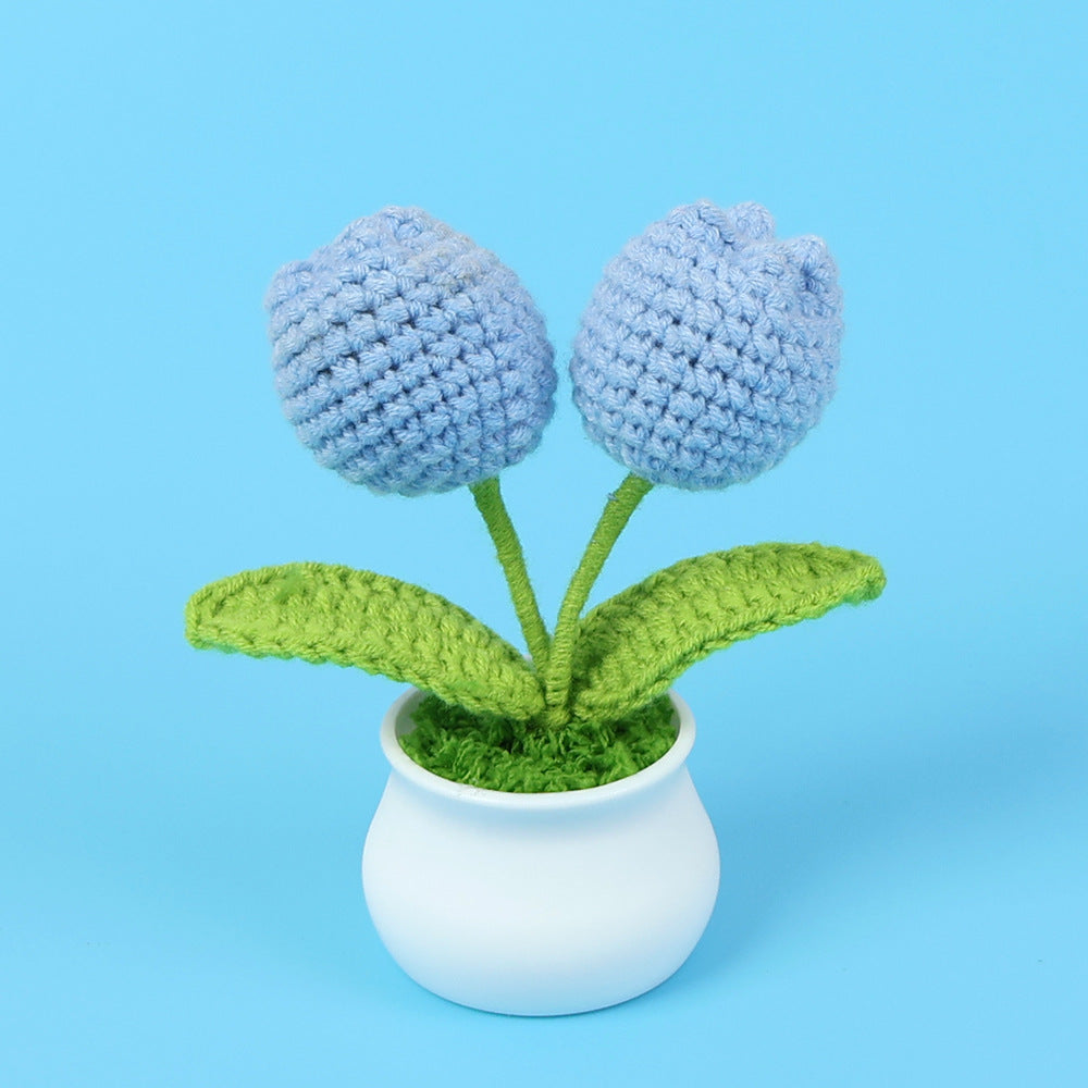 Yarn Sunflower Potted Decor – Simulated Flower Desk Ornament Gift