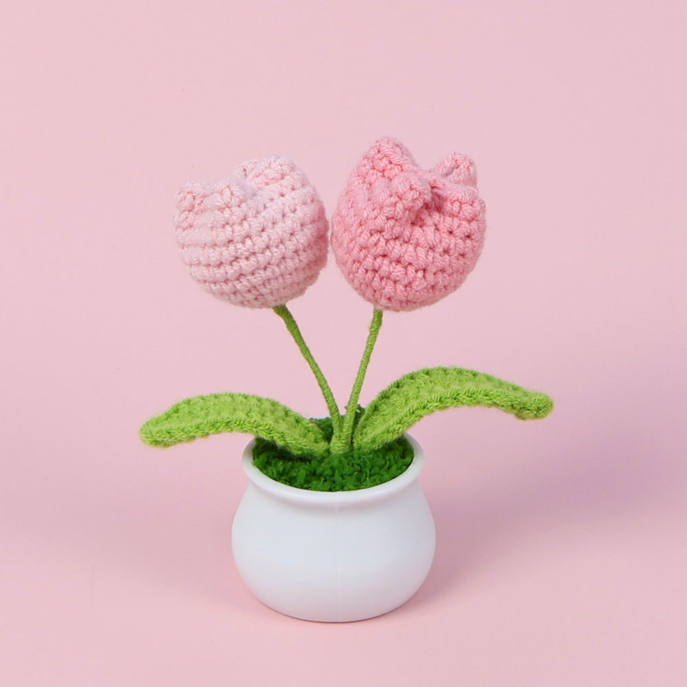 Yarn Sunflower Potted Decor – Simulated Flower Desk Ornament Gift