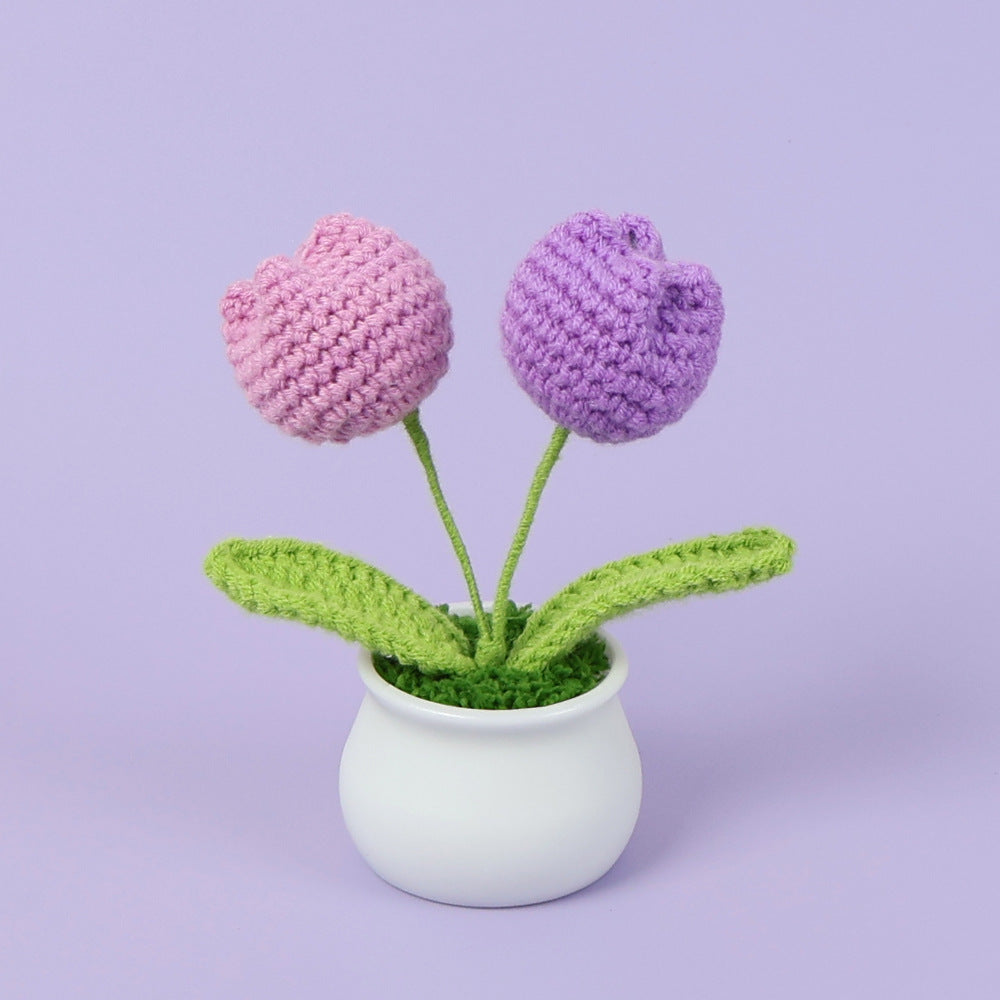 Yarn Sunflower Potted Decor – Simulated Flower Desk Ornament Gift