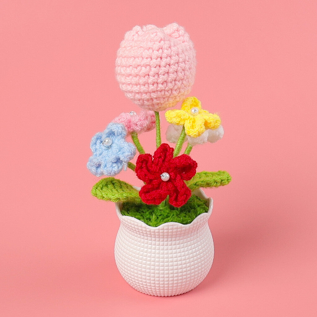 Yarn Sunflower Potted Decor – Simulated Flower Desk Ornament Gift