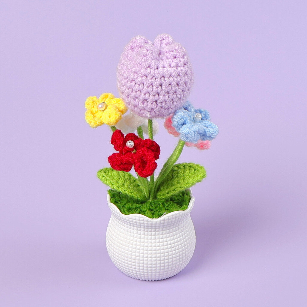 Yarn Sunflower Potted Decor – Simulated Flower Desk Ornament Gift
